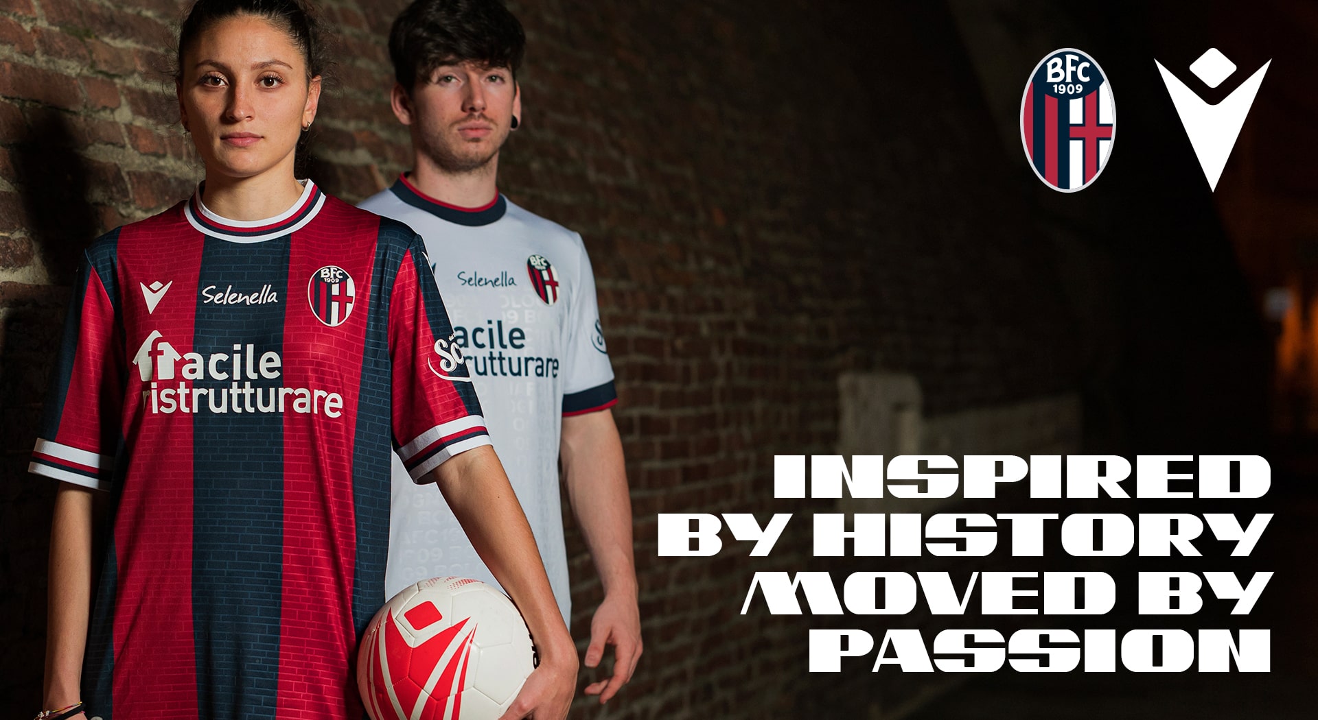 THE CITY OF BOLOGNA ON THE NEW HOME AND AWAY JERSEYS 